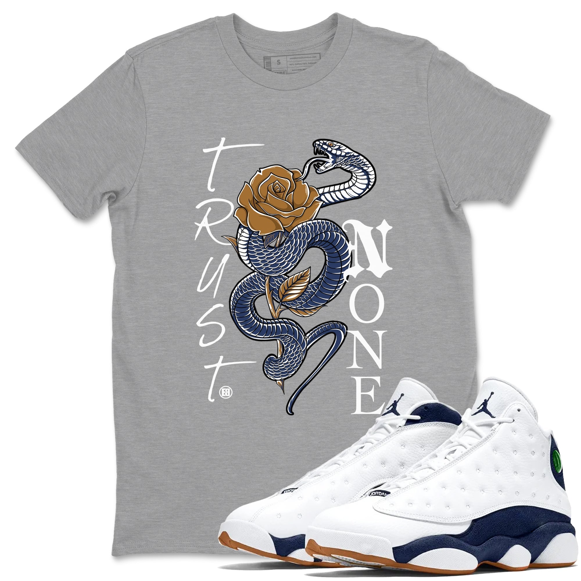 Trust None snkmatch Tees - Air Jordan 13 Midnight Navy