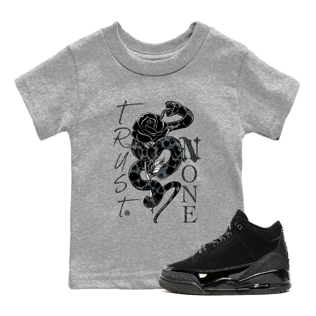 Trust None snkmatch Tees Kids - Air Jordan 3 Black Cat