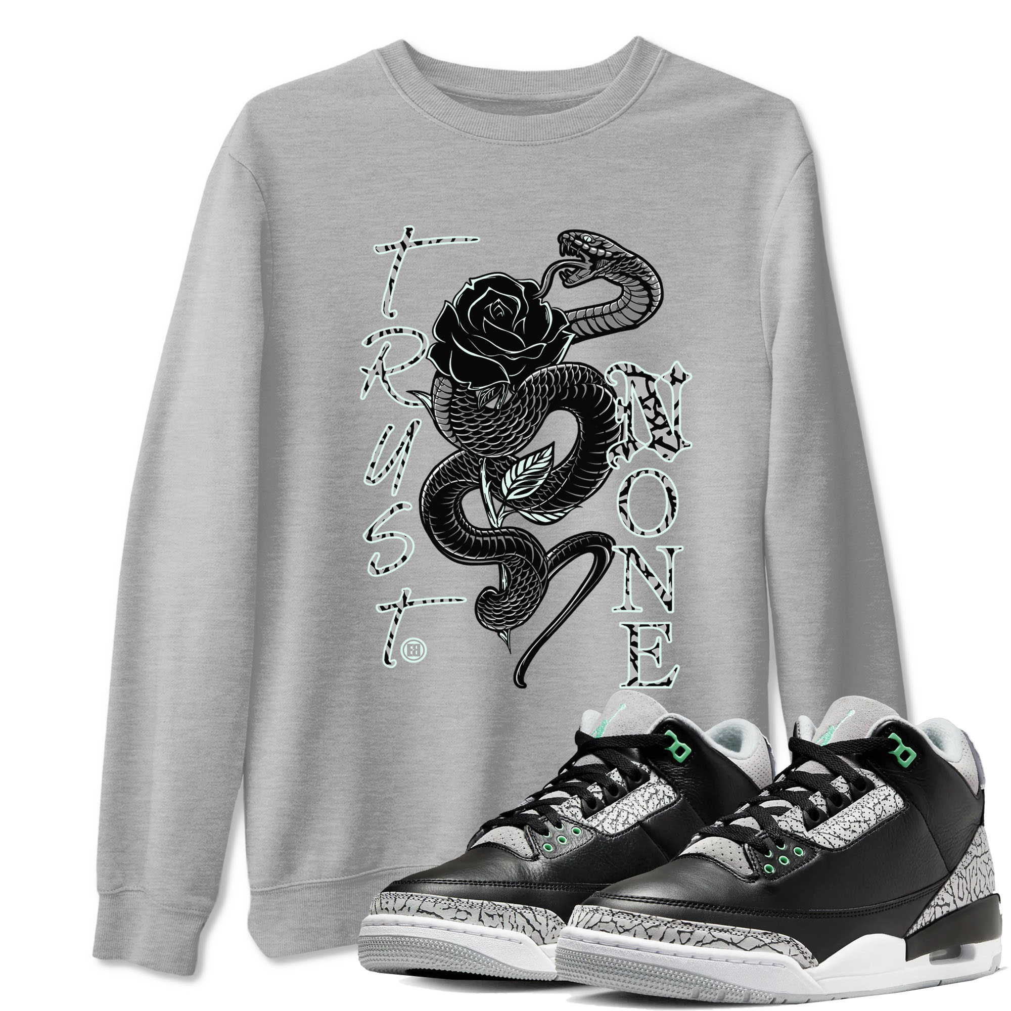 Trust None snkmatch Tees - Air Jordan 3 Green Glow