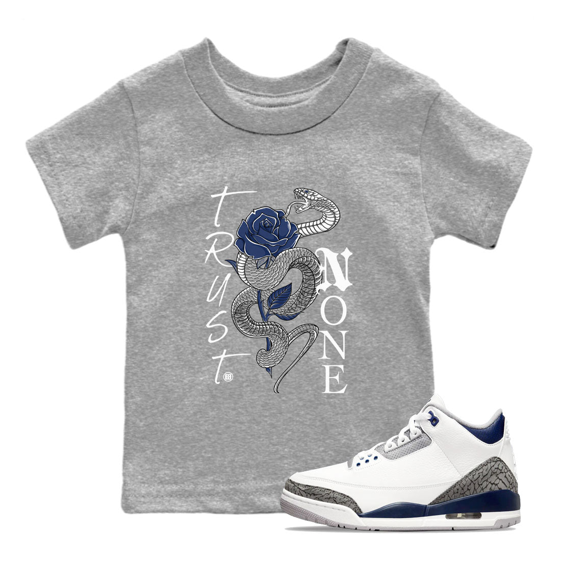 Trust None snkmatch Tees Kids - Air Jordan 3 Midnight Navy 2023