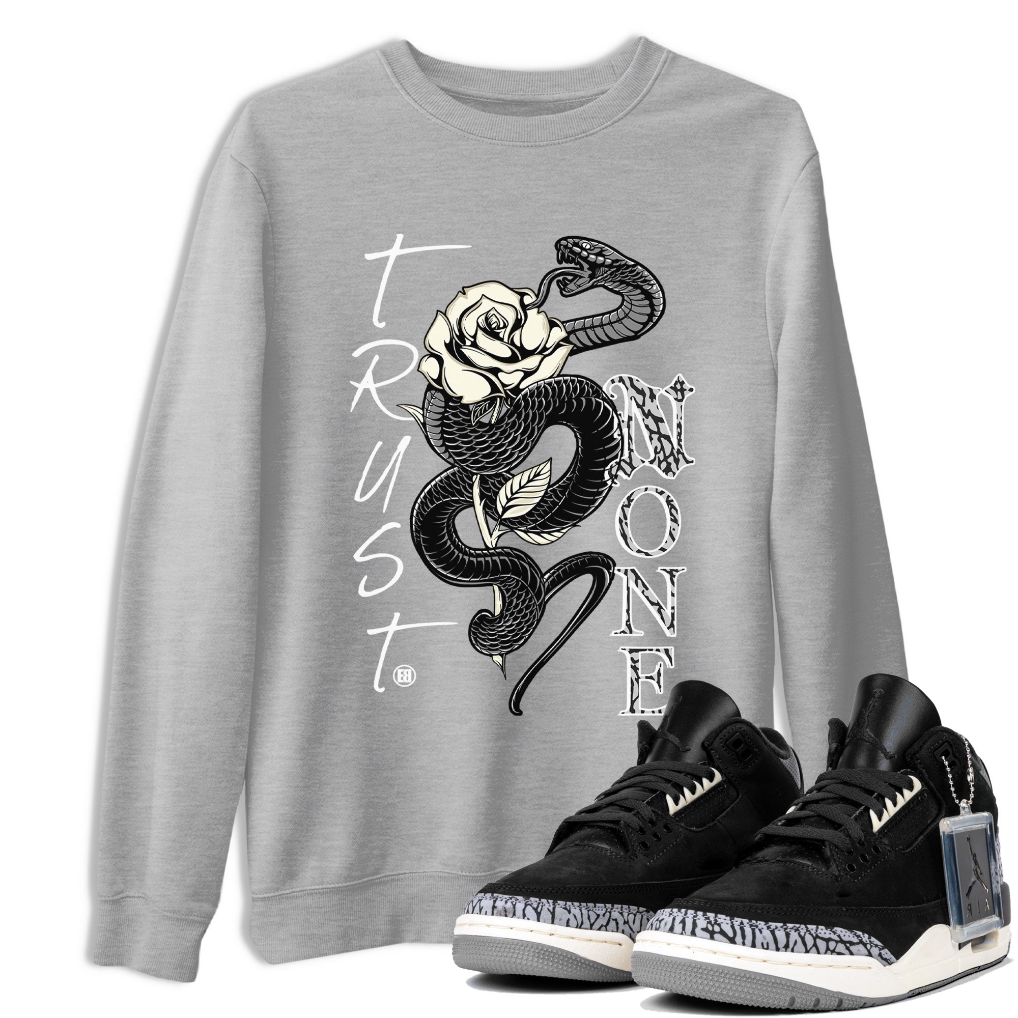 Trust None snkmatch Tee - Air Jordan 3 Off Noir
