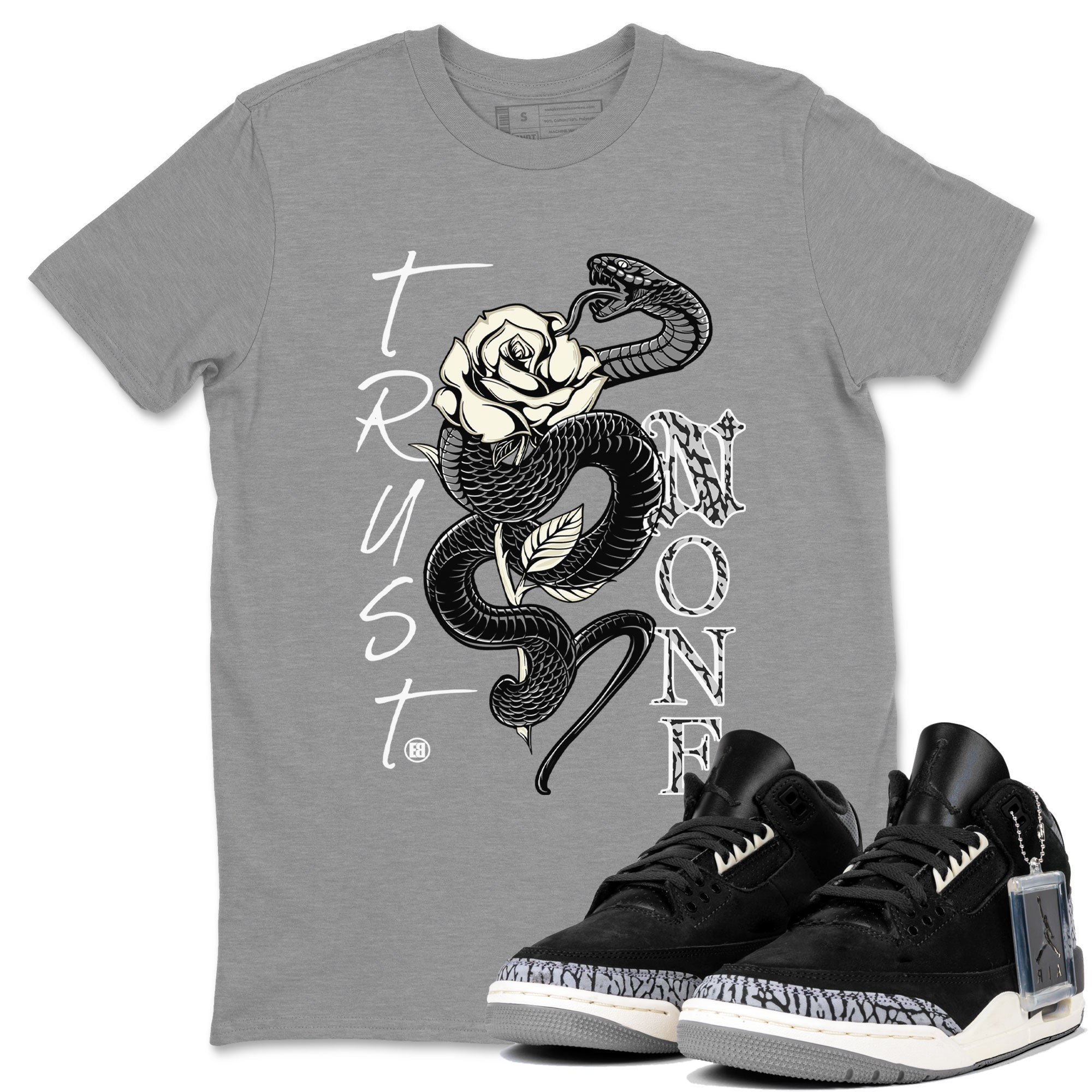 Trust None snkmatch Tee - Air Jordan 3 Off Noir