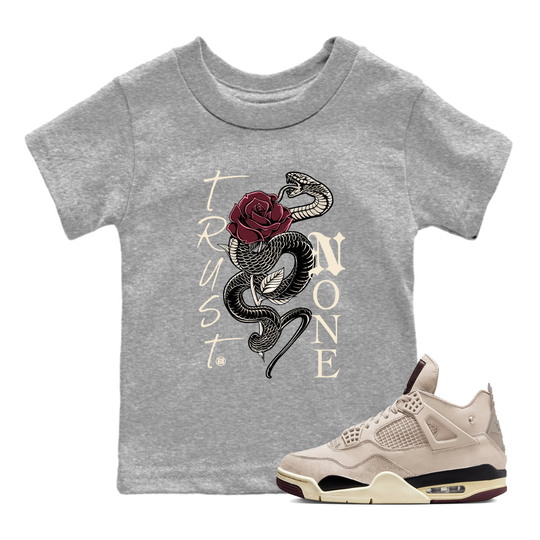 Trust None snkmatch Tees Kids - Air Jordan 4 A Ma Maniere x Fossil Stone
