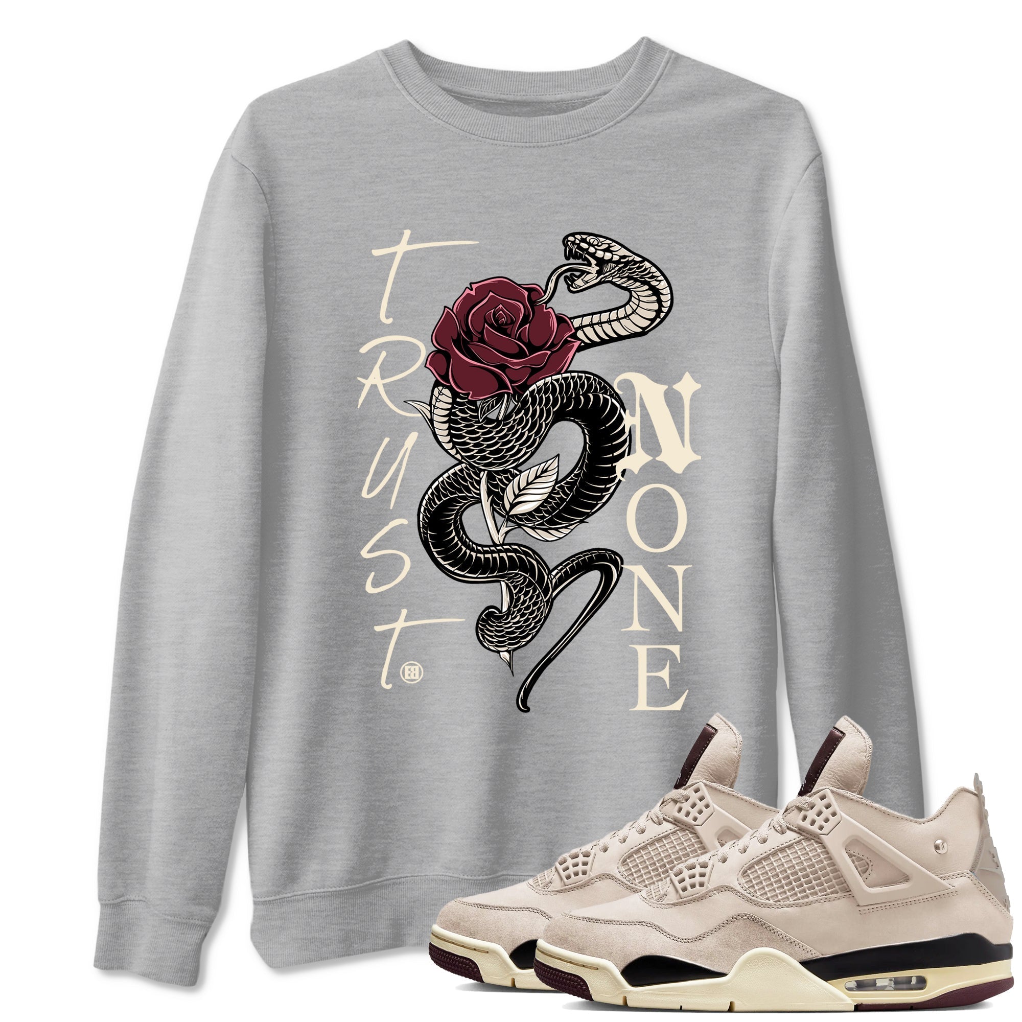 Trust None snkmatch Tees - Air Jordan 4 A Ma Maniere x Fossil Stone