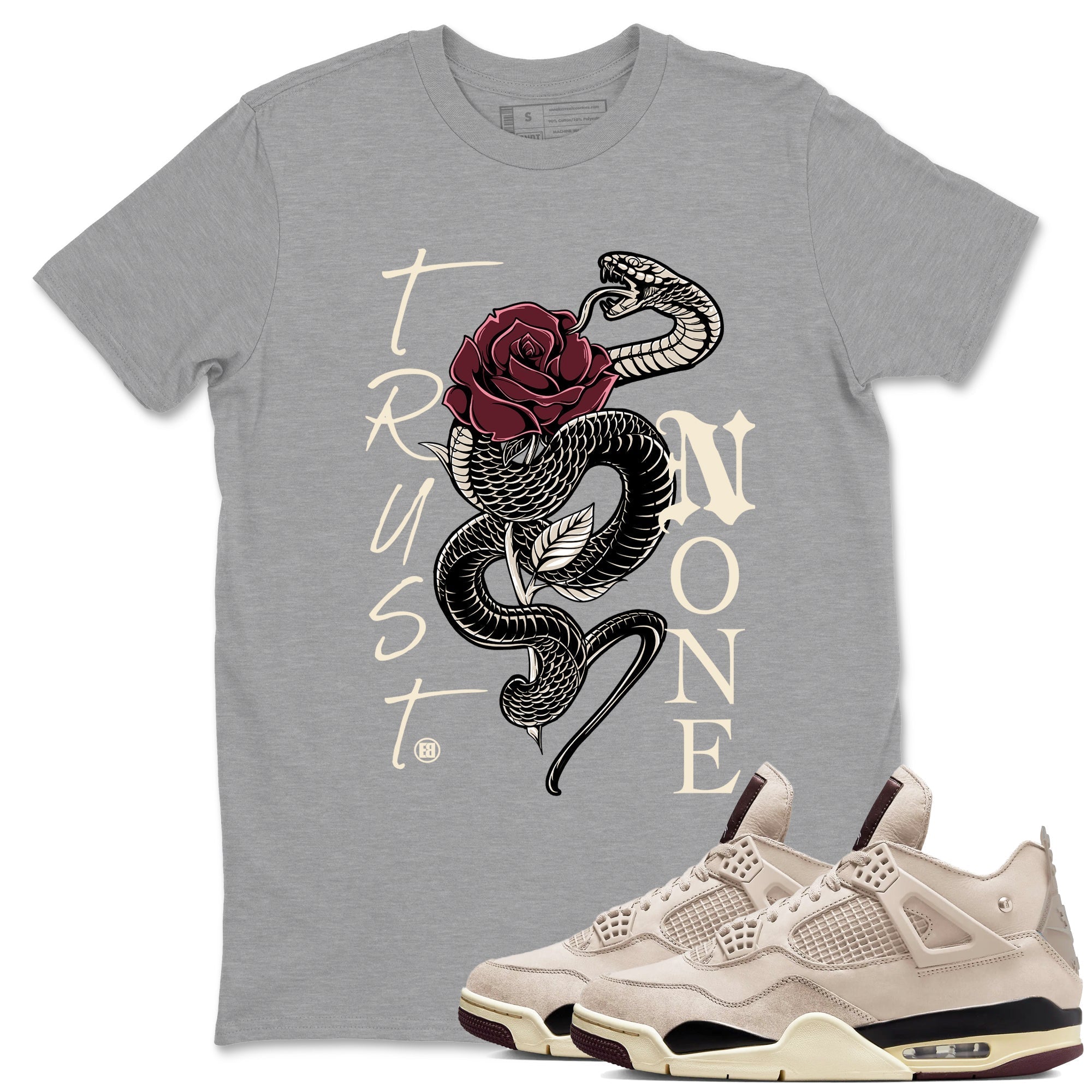 Trust None snkmatch Tees - Air Jordan 4 A Ma Maniere x Fossil Stone