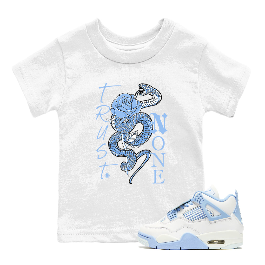 Trust None snkmatch Tees Kids - Air Jordan 4 Forget Me Not