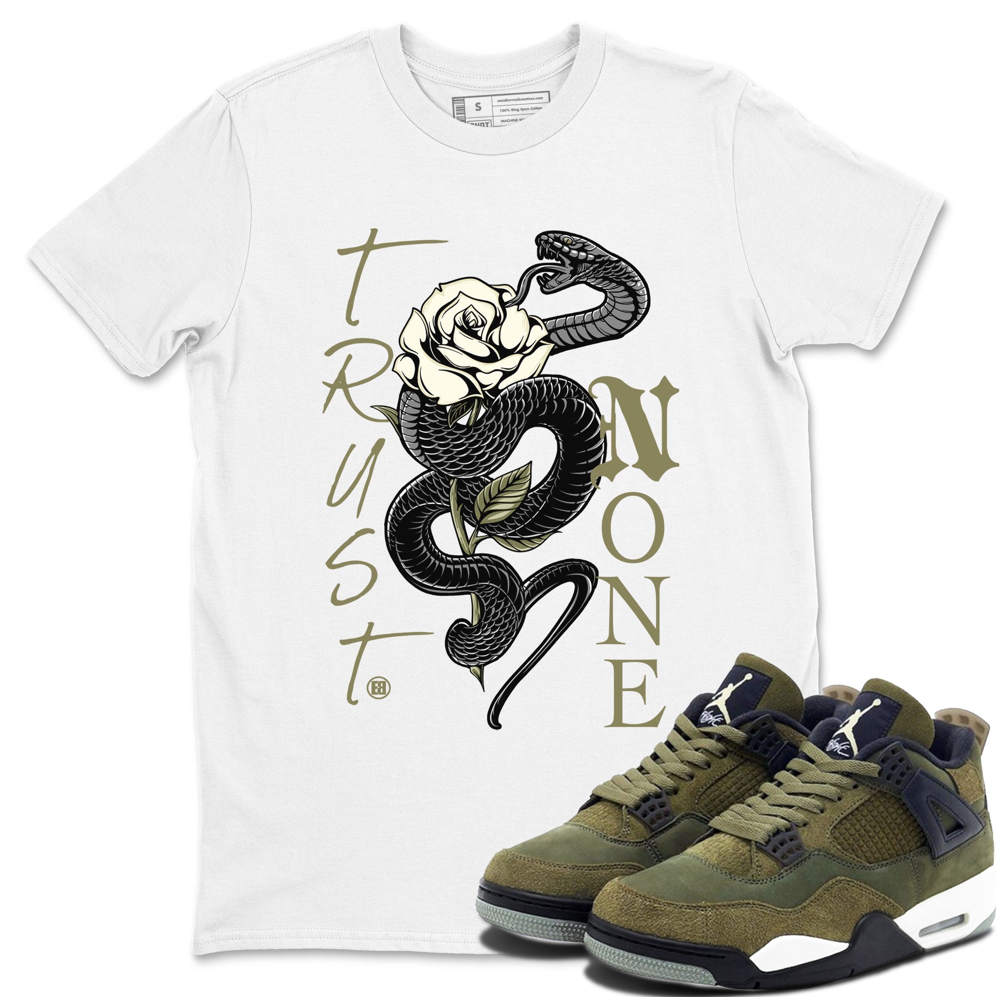 Trust None snkmatch Tee - Air Jordan 4 Medium Olive