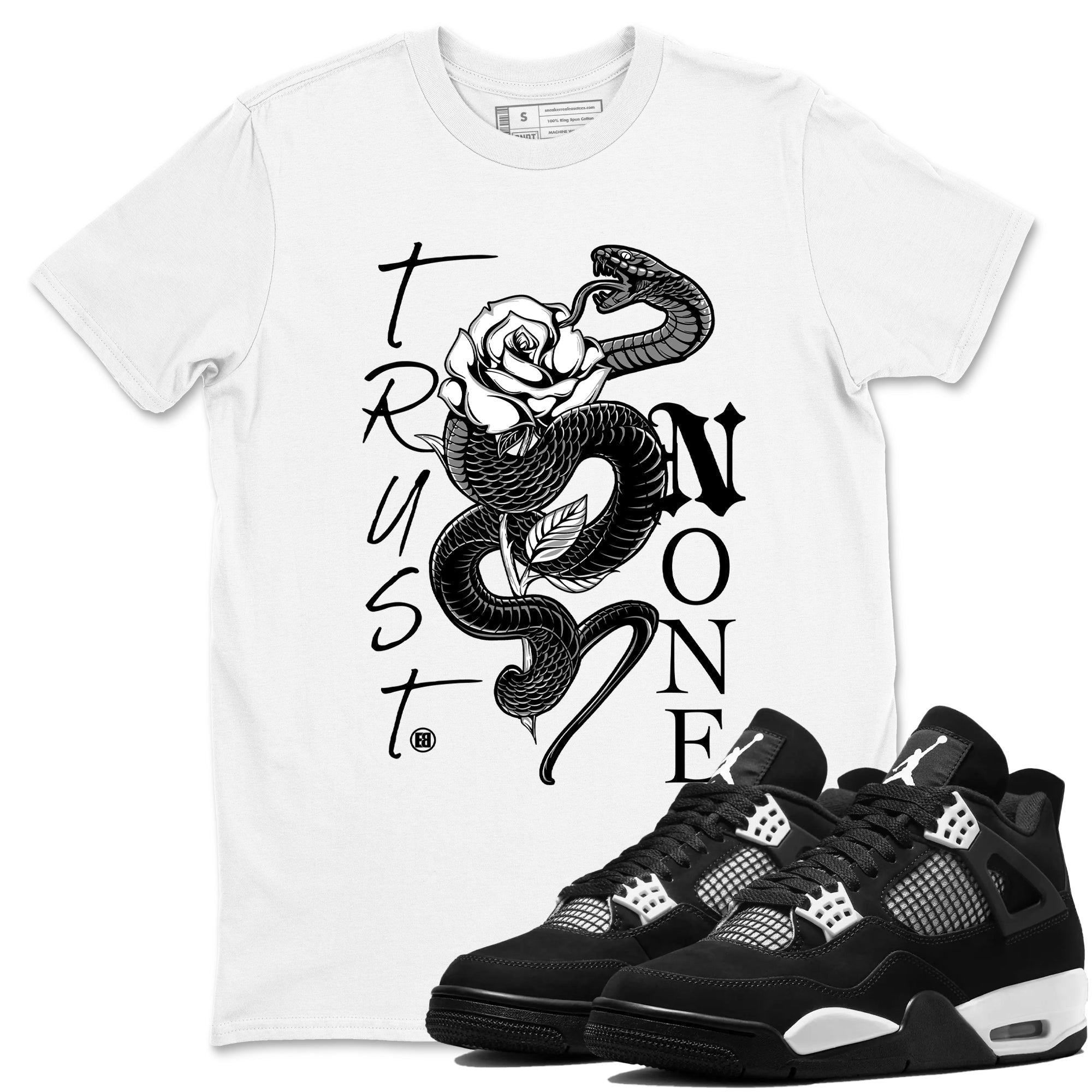 Trust None snkmatch Tees - Air Jordan 4 White Thunder