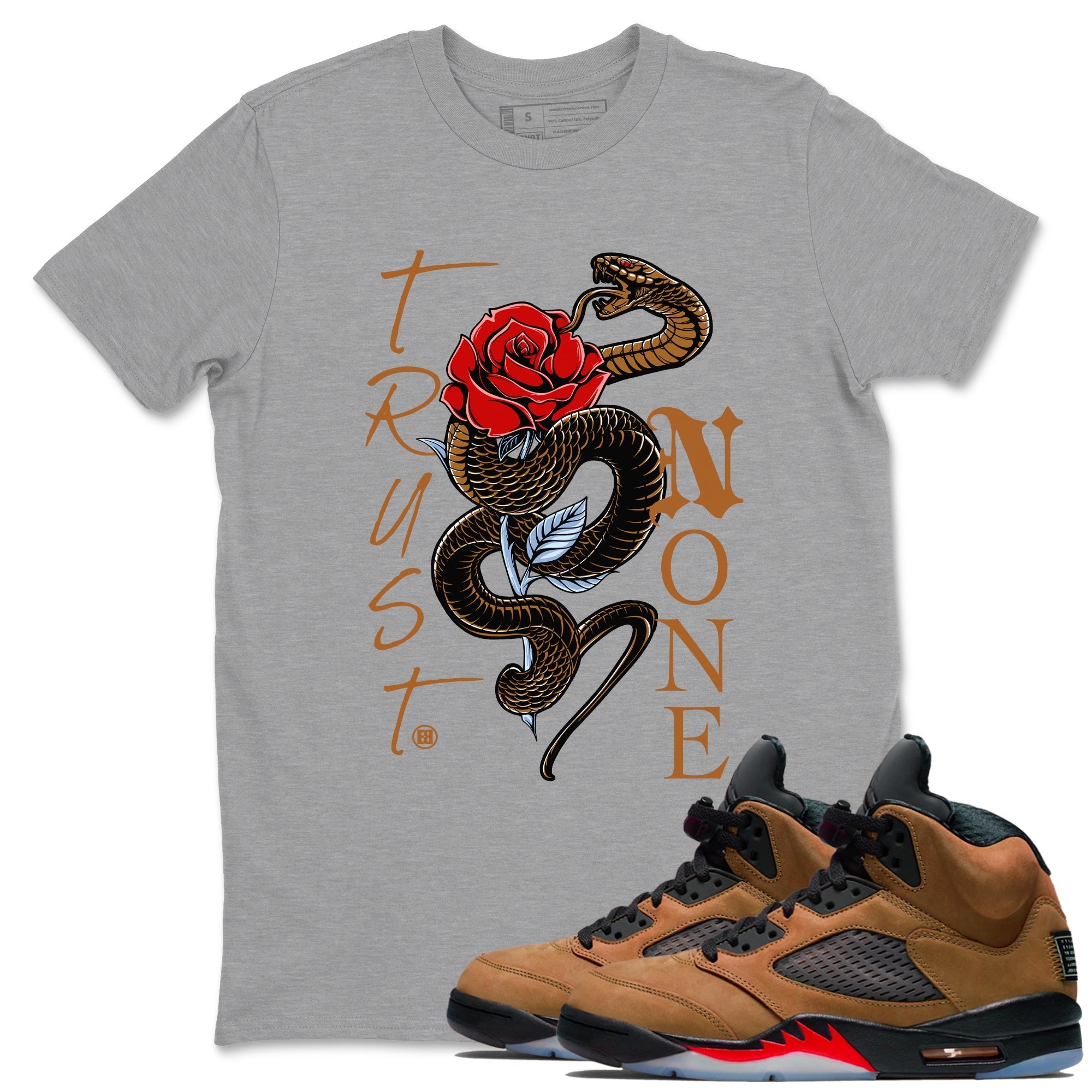 Trust None snkmatch Tees - Air Jordan 5 Archaeo Brown