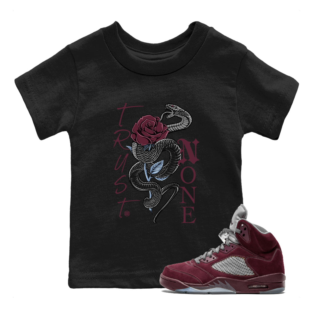Trust None Kids Tops - Air Jordan 5 Burgundy