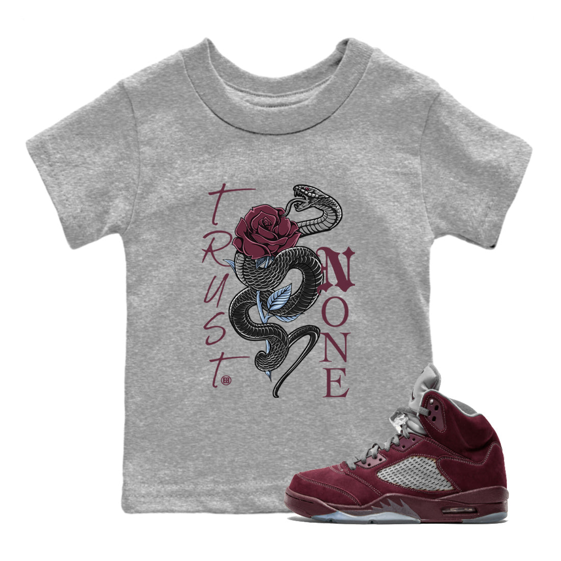 Trust None Kids Tops - Air Jordan 5 Burgundy
