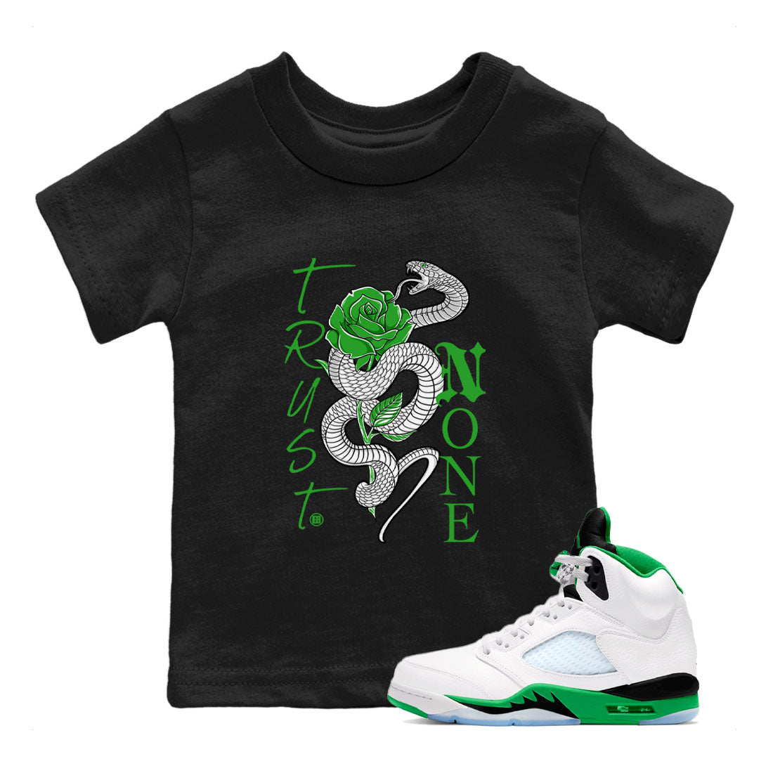 Trust None snkmatch Tee Kids - Air Jordan 5 Lucky Green