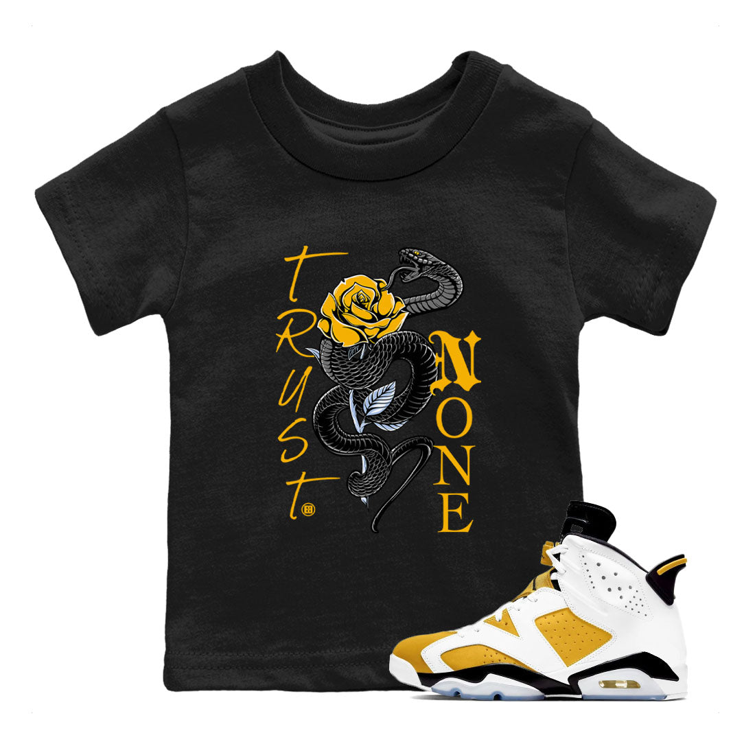 Trust None snkmatch Tees Kids - Air Jordan 6 Yellow Ochre