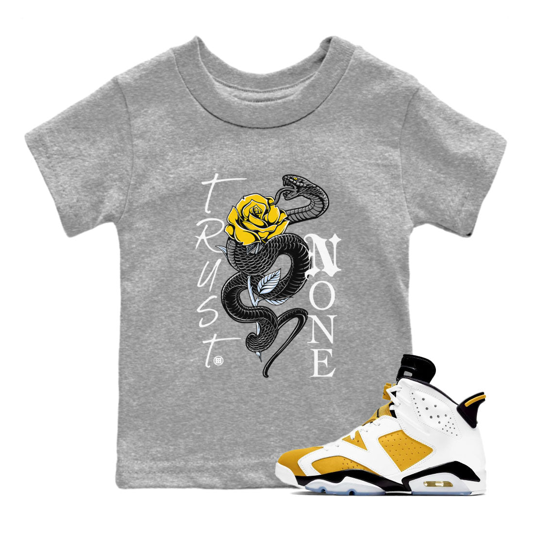 Trust None snkmatch Tees Kids - Air Jordan 6 Yellow Ochre