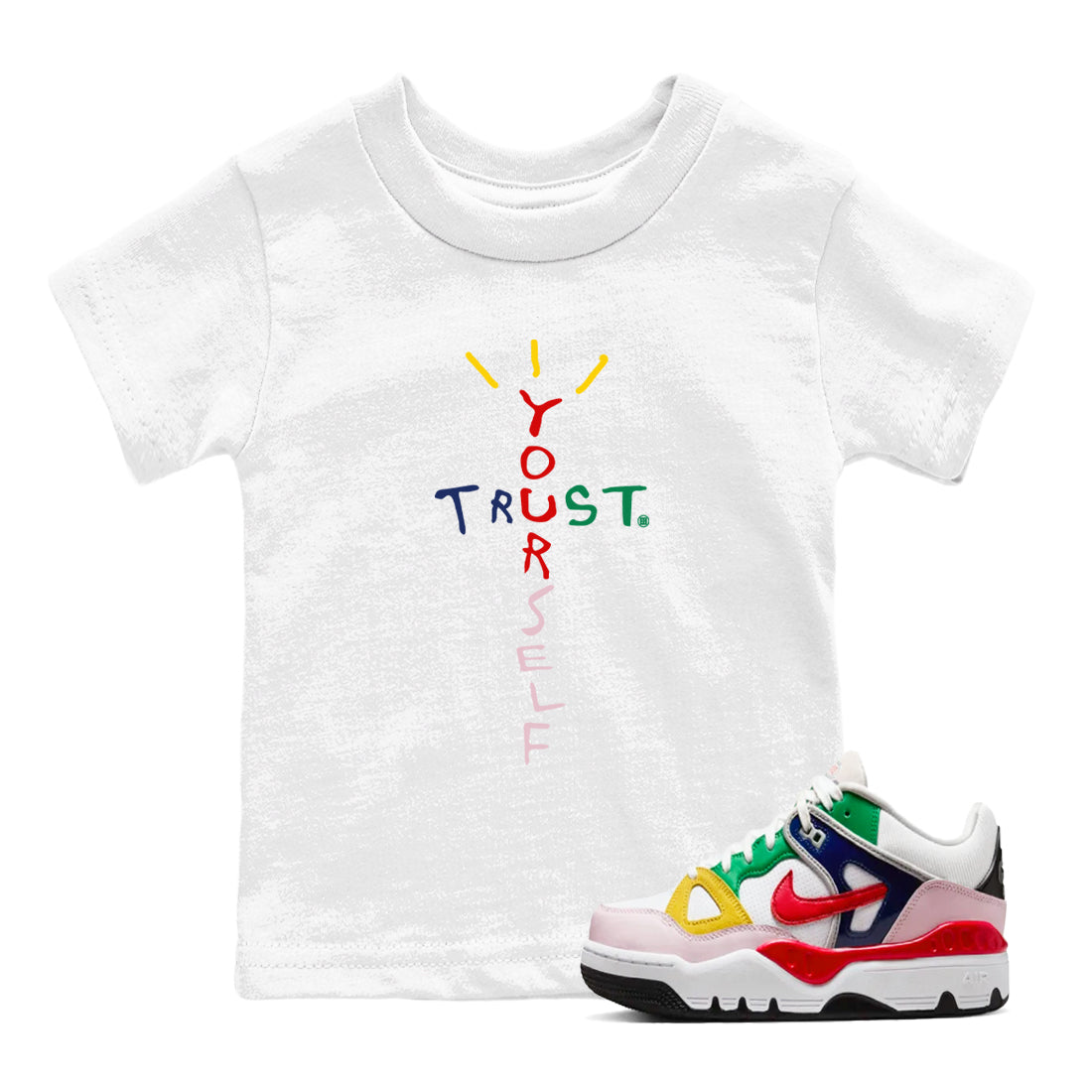Trust Yourself snkmatch Tees Kids - Air Force 3 Blue Void and Tour Yellow