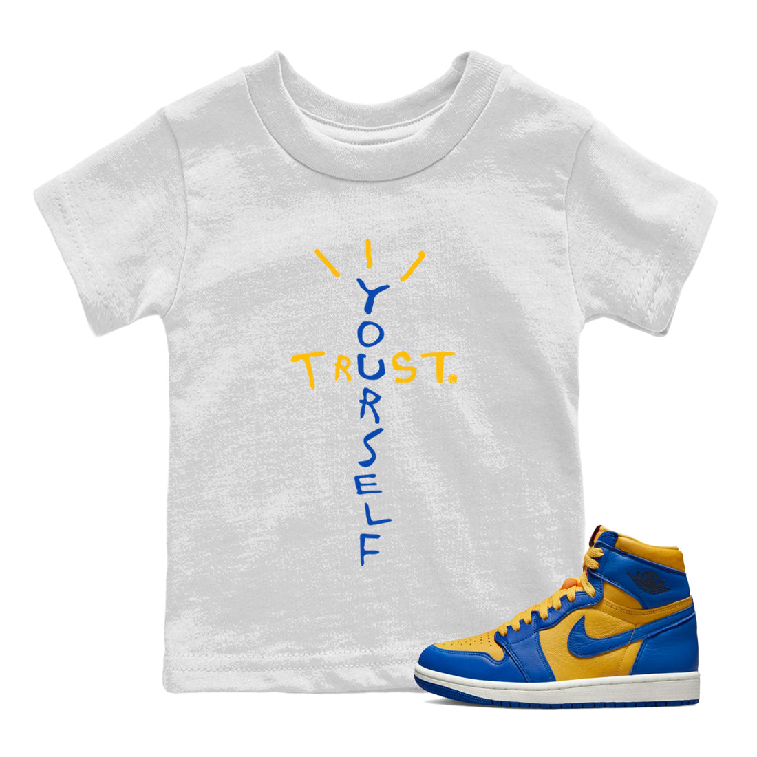 Trust Yourself Kids Tops - Air Jordan 1 Game Royal Varsity Maize