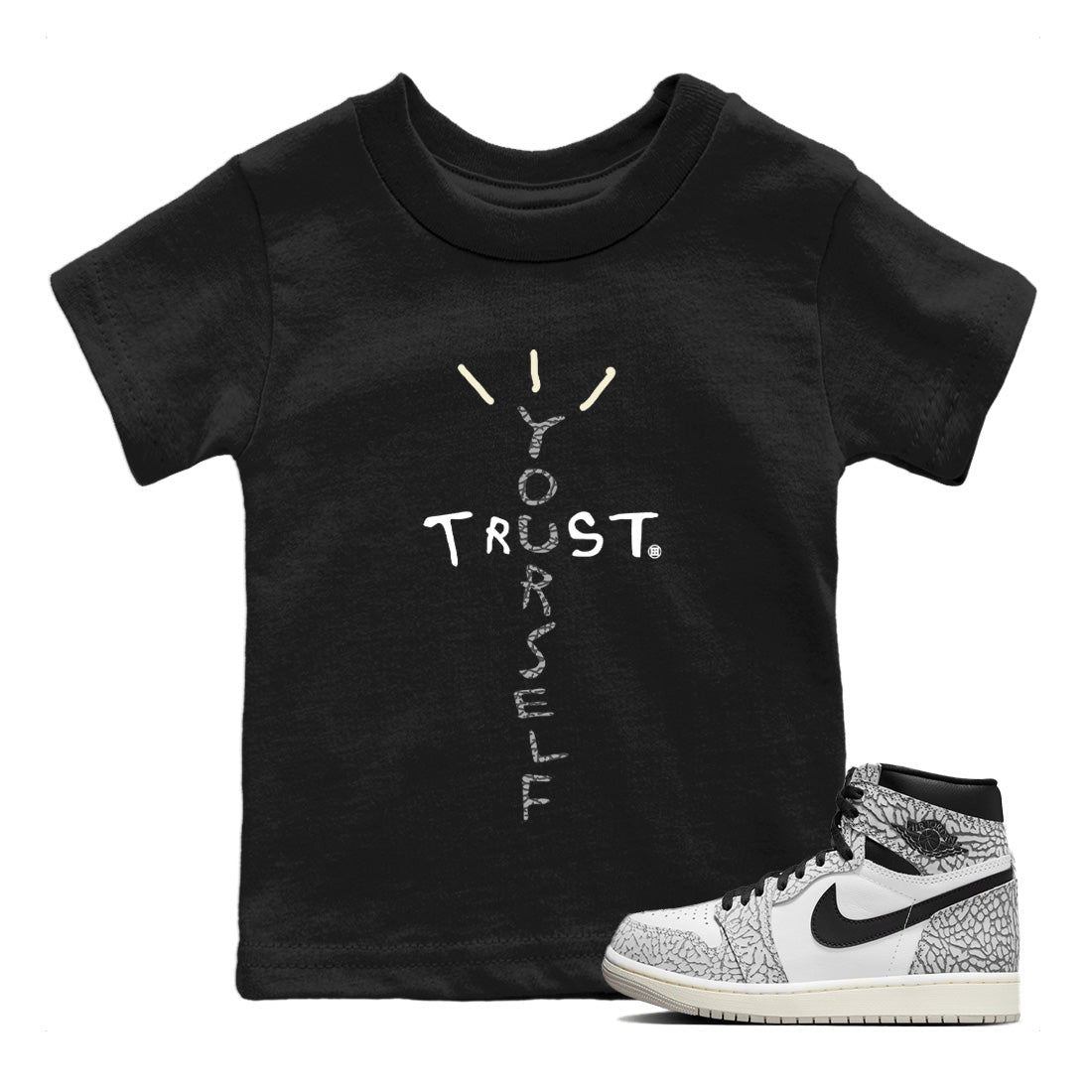 Trust Yourself Kids Tops - Air Jordan 1 White Cement