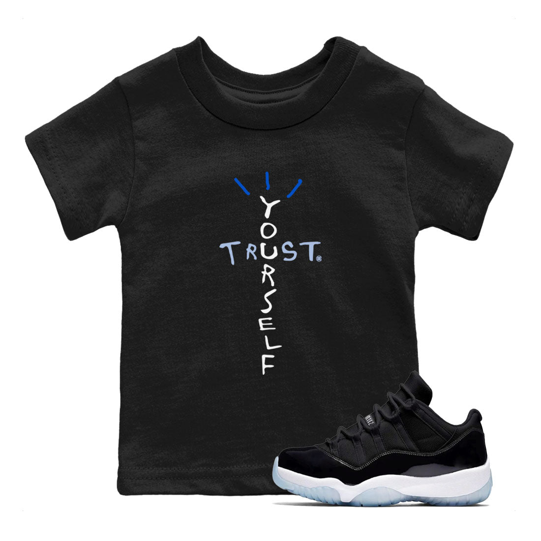 Trust Yourself snkmatch Tees Kids - Air Jordan 11 Black and Varsity Royal