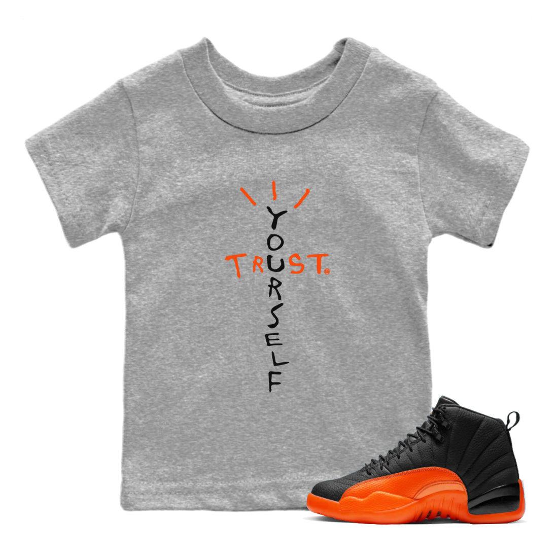 Trust Yourself Kids Tops - Air Jordan 12 Brilliant Orange