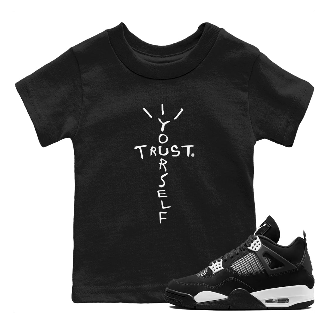 Trust Yourself snkmatch Tees Kids - Air Jordan 4 White Thunder