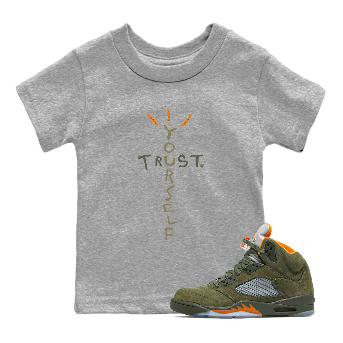 Trust Yourself snkmatch Tees Kids - Air Jordan 5 Olive