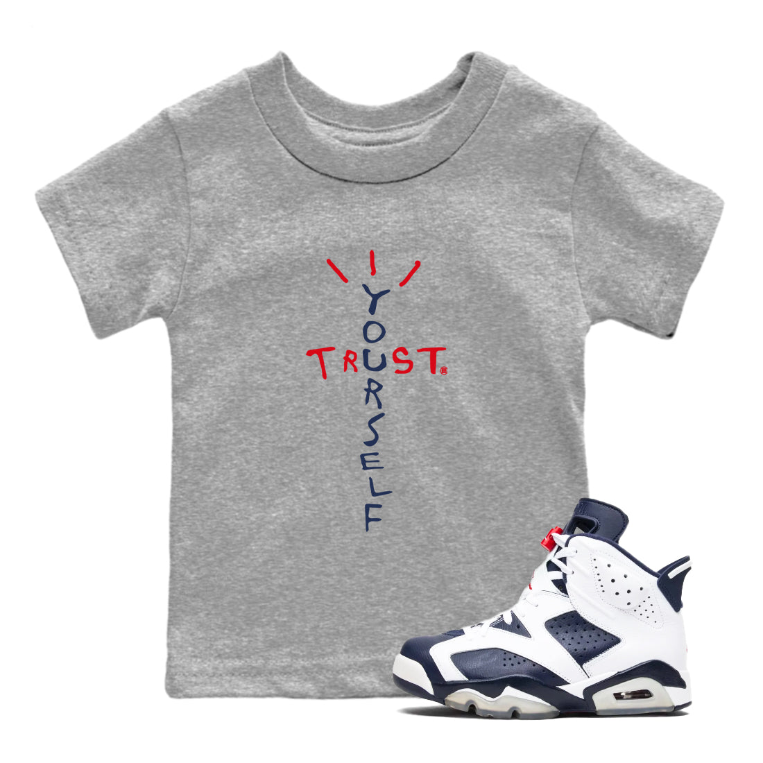 Trust Yourself snkmatch Tees Kids - Air Jordan 6 White And Midnight Navy