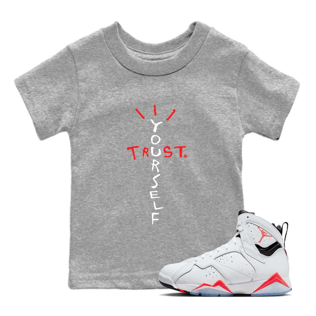 Trust Yourself Kids Tops - Air Jordan 7 White Infrared
