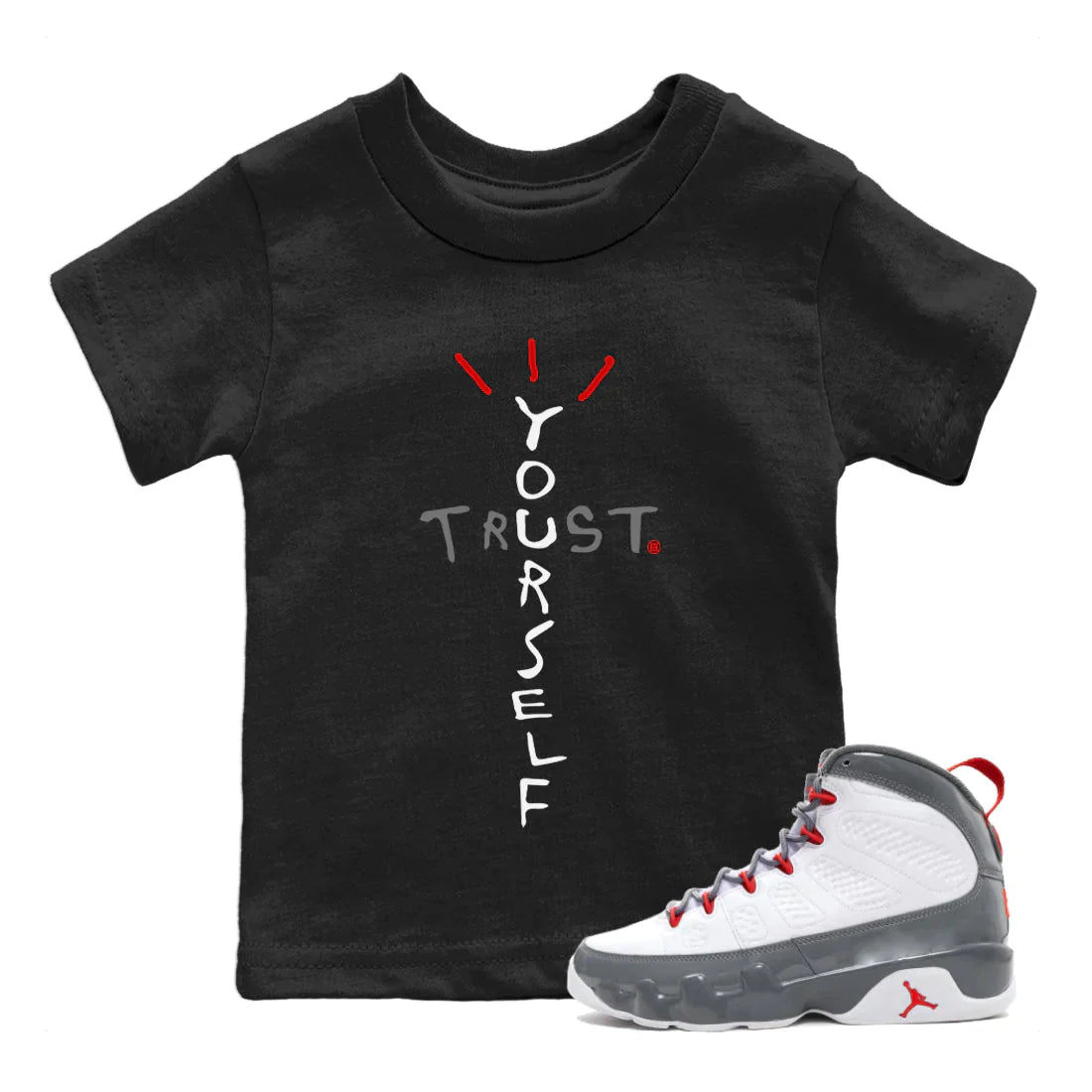 Trust Yourself Kids Tops - Air Jordan 9 Fire Red