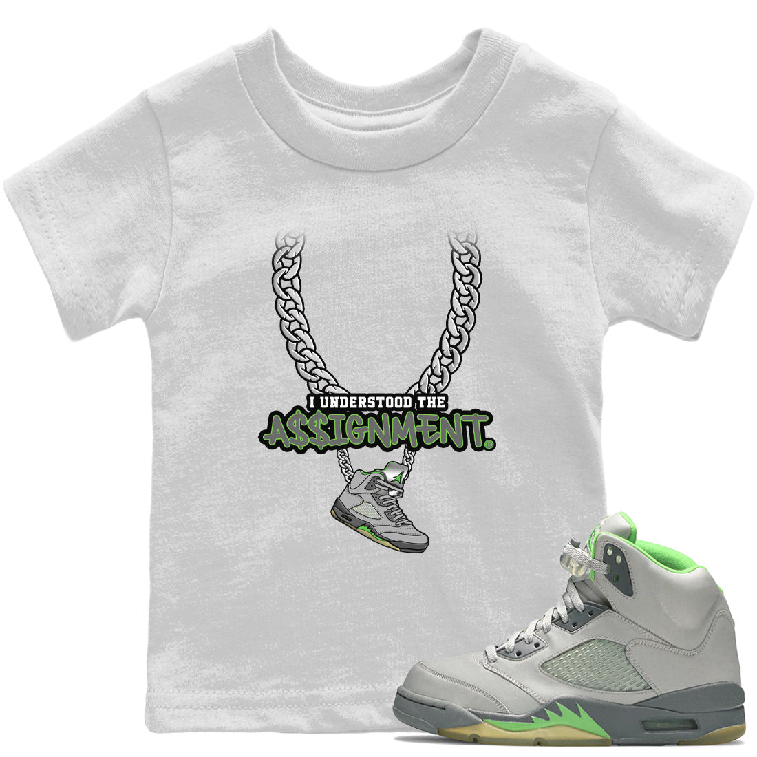 Understood Assignment Kids Tops - Air Jordan 5 Green Bean