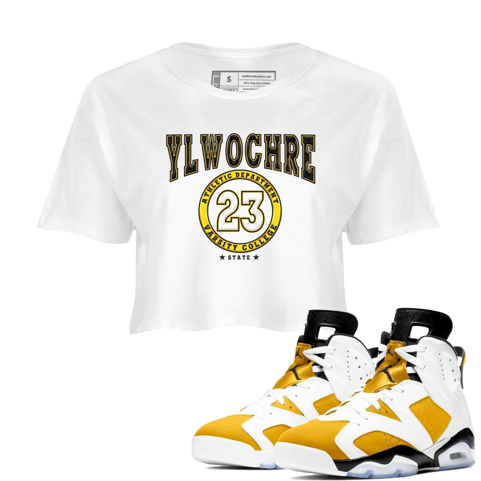 Varsity snkmatch Tees Crop Top - Air Jordan 6 Yellow Ochre