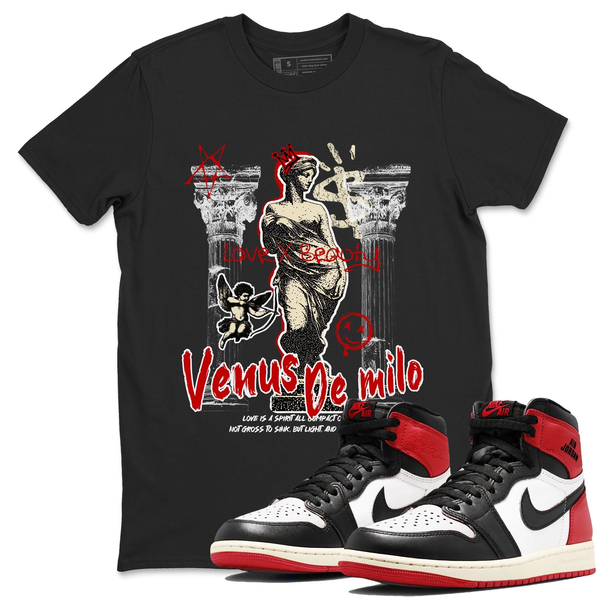 Venus De Milo snkmatch Tees - Air Jordan 1 Black Toe Reimagined