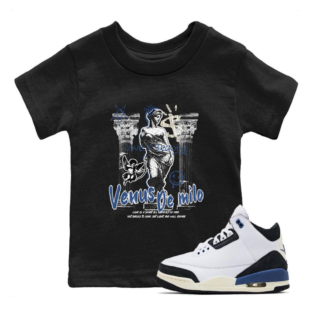 Venus De Milo snkmatch Tees Kids - Air Jordan 3 A Ma Maniere x Diffused Blue