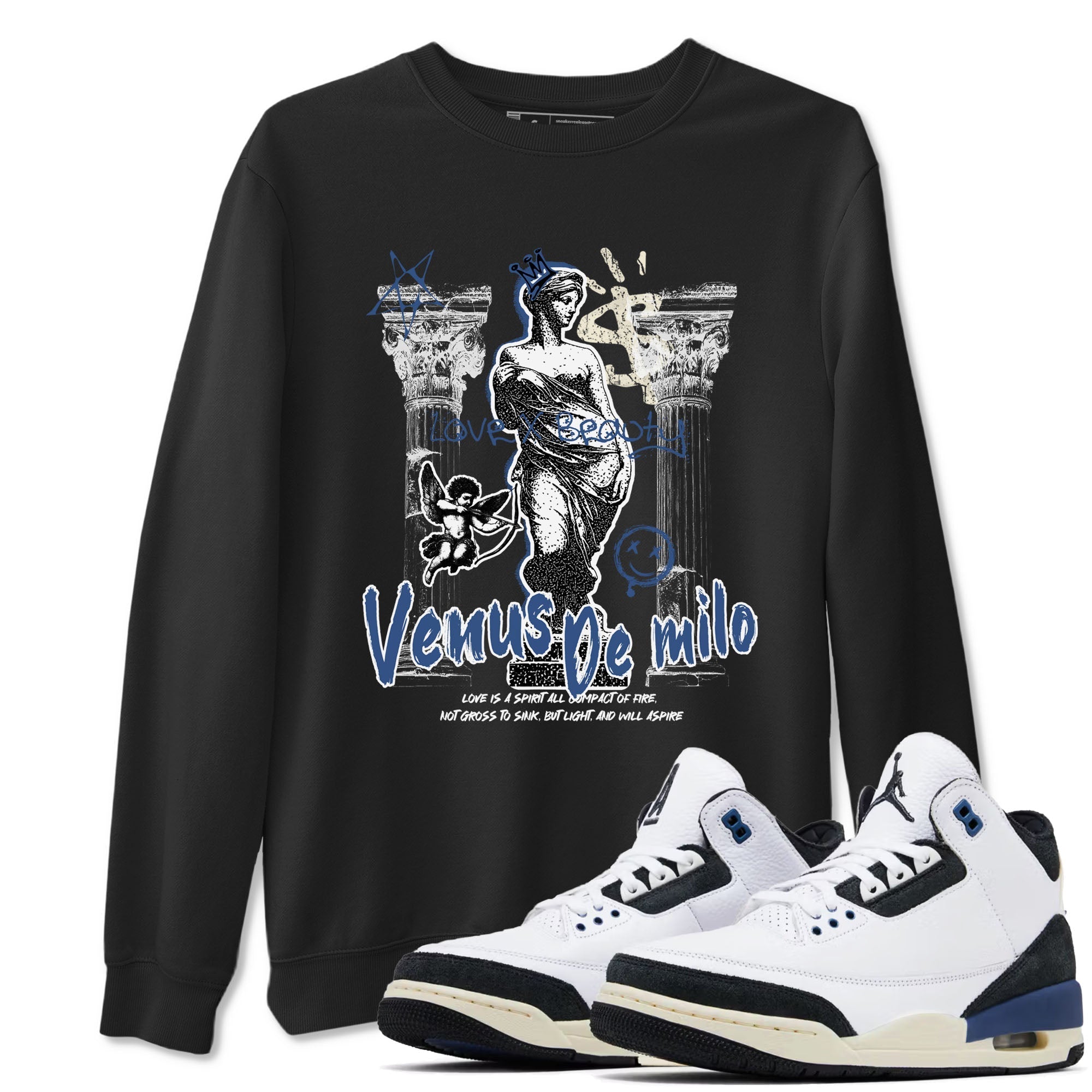 Venus De Milo snkmatch Tees - Air Jordan 3 A Ma Maniere x Diffused Blue