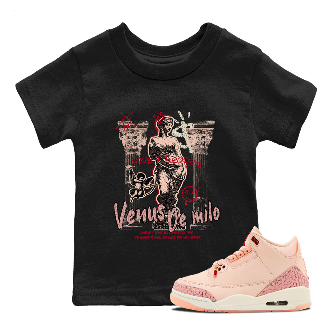 Venus De Milo snkmatch Tees Kids - Air Jordan 3 Valentines Day