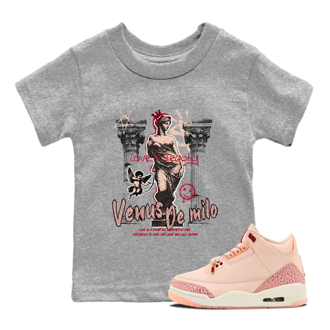 Venus De Milo snkmatch Tees Kids - Air Jordan 3 Valentines Day