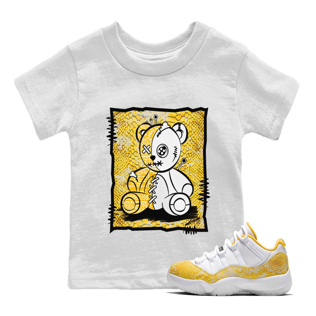 Vintage Bear Kids Tops - Air Jordan 11 Yellow Python