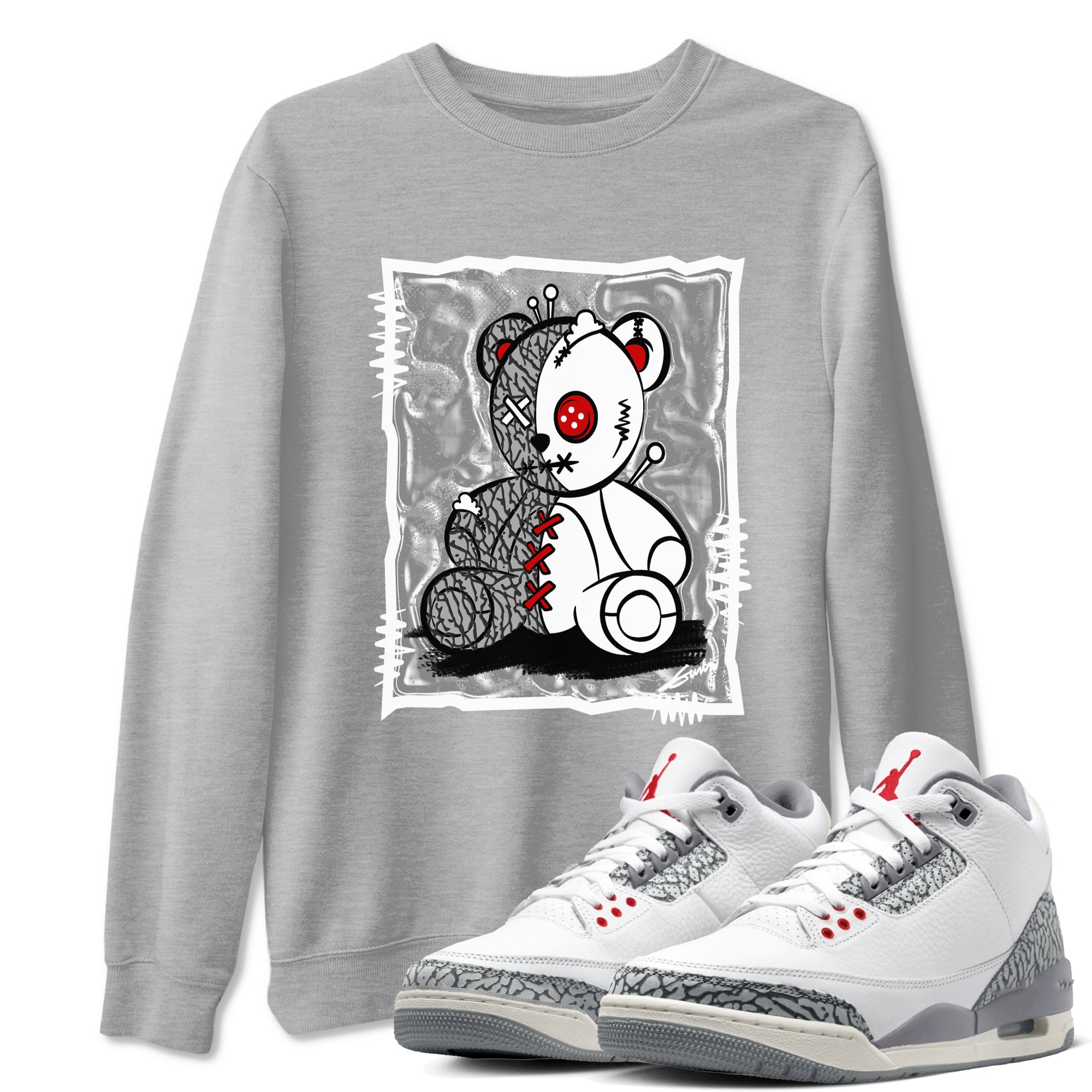 Vintage Bear snkmatch Tees - Air Jordan 3 Cement Grey