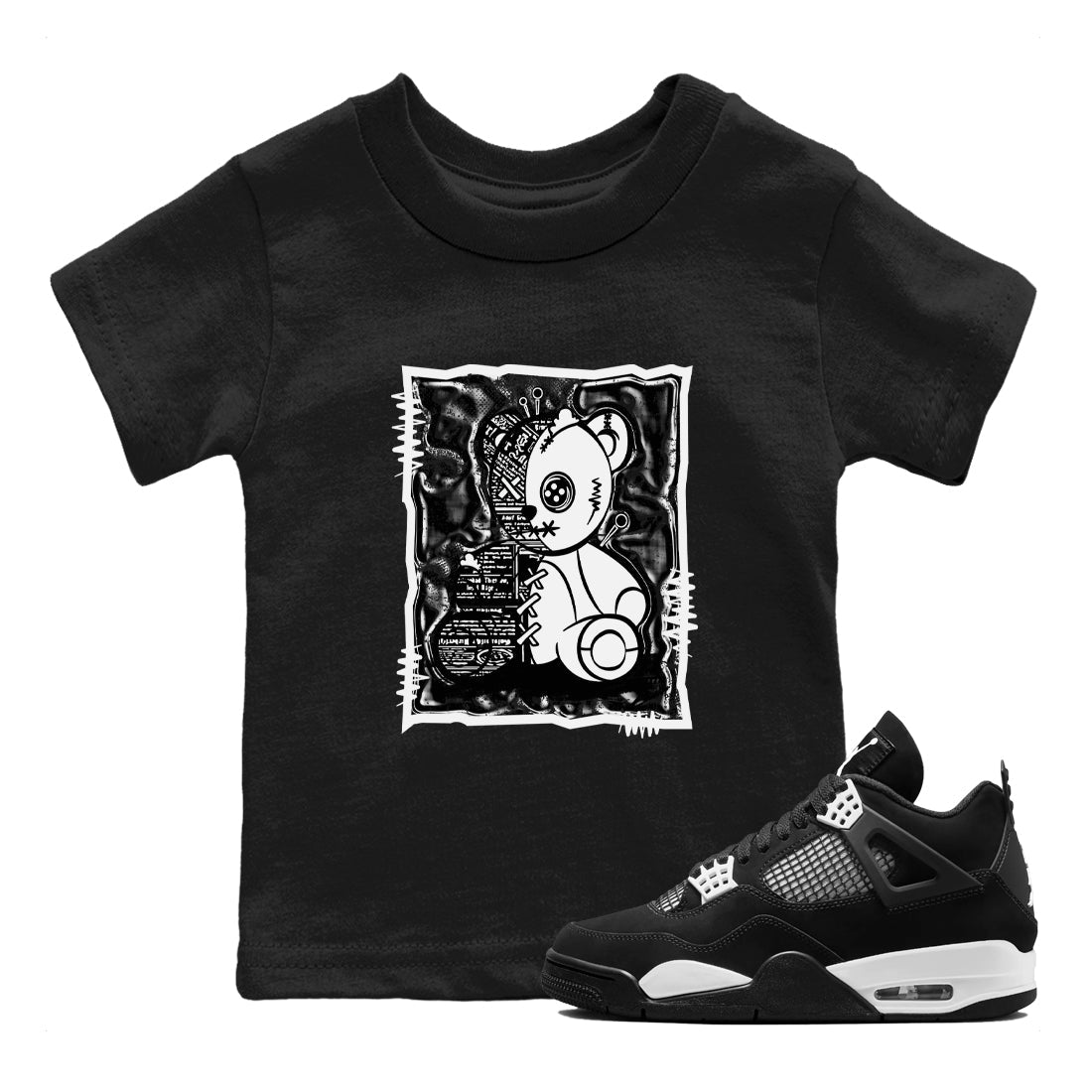 Vintage Bear snkmatch Tees Kids - Air Jordan 4 White Thunder