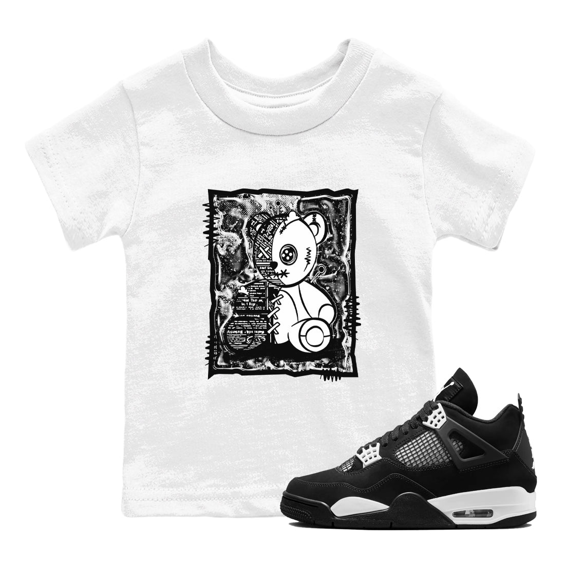 Vintage Bear snkmatch Tees Kids - Air Jordan 4 White Thunder