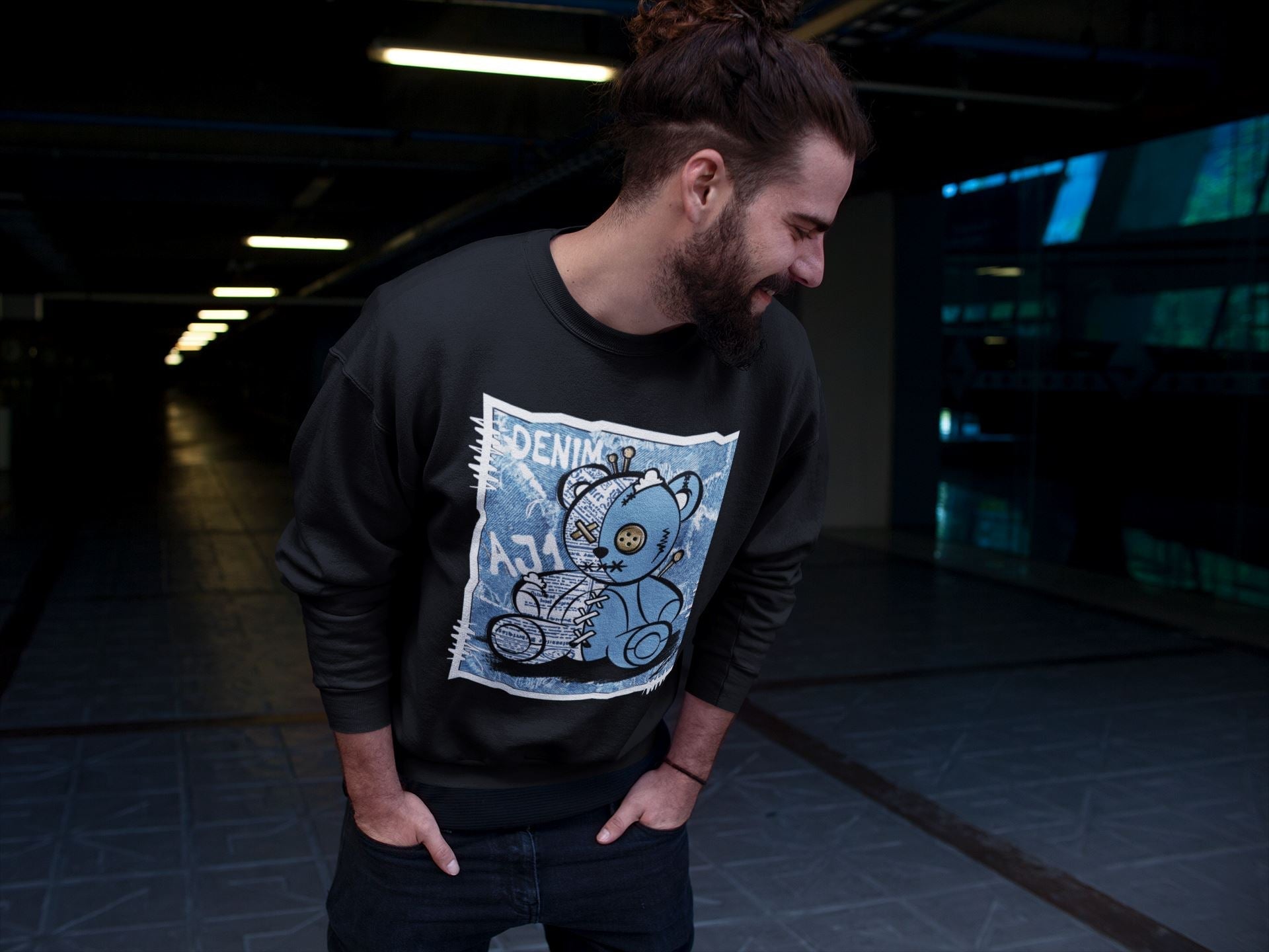 Vintage Bear Unisex Tops - Air Jordan 1 Denim