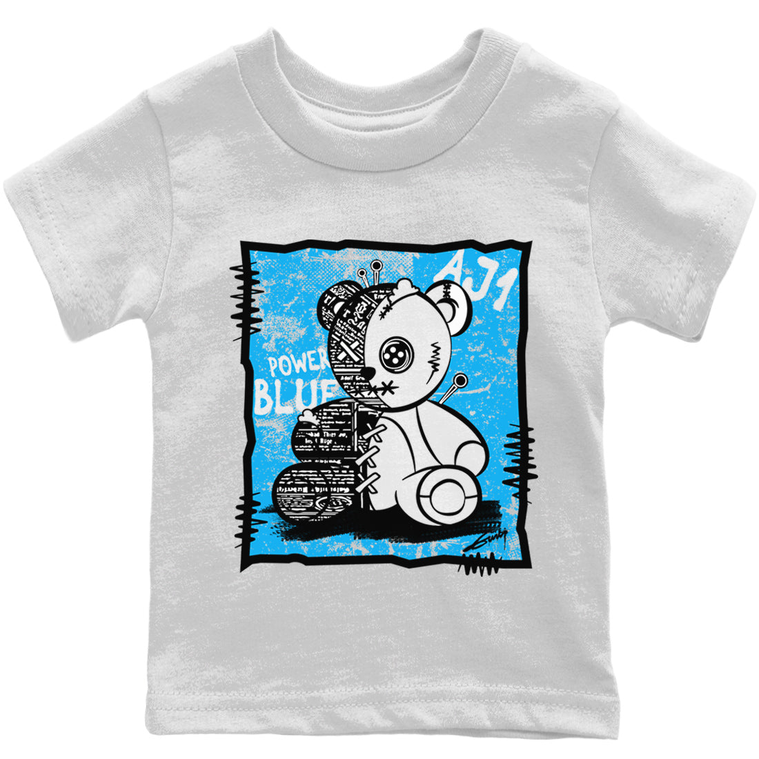 Vintage Bear Kids Tops - Air Jordan 1 Powder Blue