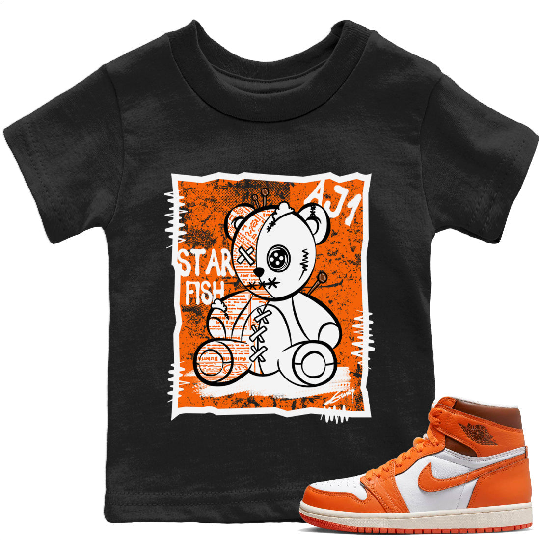 Vintage Bear Kids Tops - Air Jordan 1 Starfish
