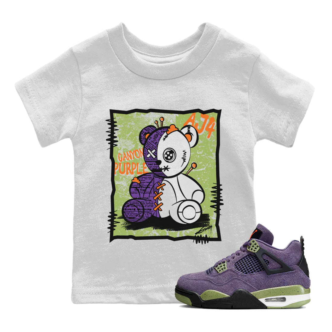 Vintage Bear Kids Tops - Air Jordan 4 Canyon Purple