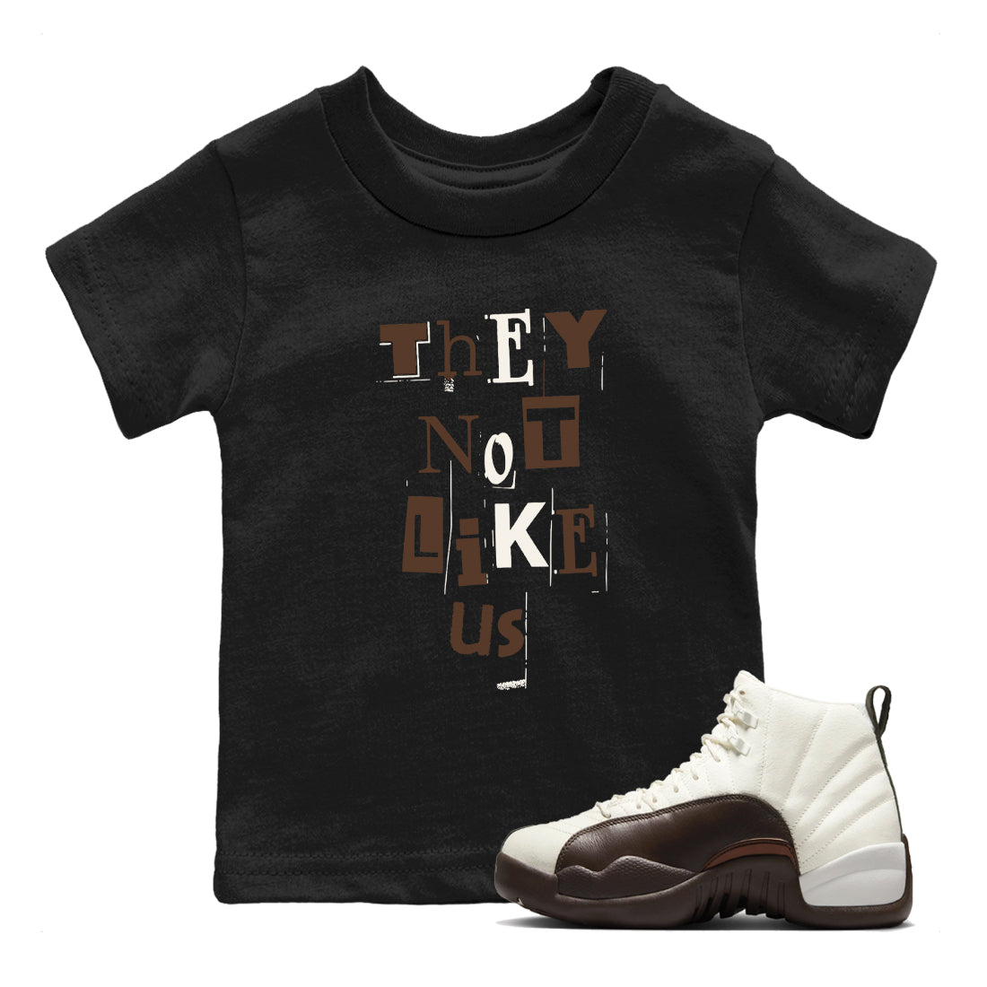 Vintage They Not Like Us snkmatch Tees Kids - Air Jordan 12 Baroque Brown