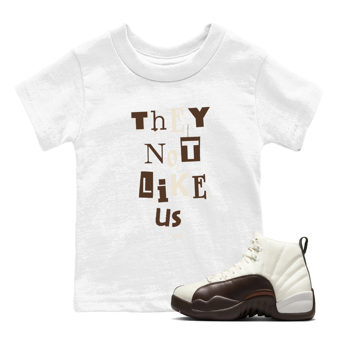 Vintage They Not Like Us snkmatch Tees Kids - Air Jordan 12 Baroque Brown