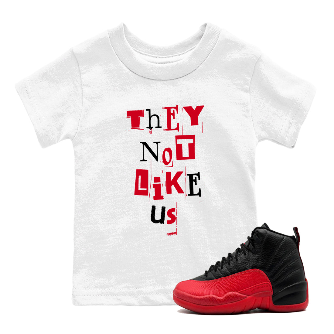 Vintage They Not Like Us snkmatch Tees Kids - Air Jordan 12 Flu Game