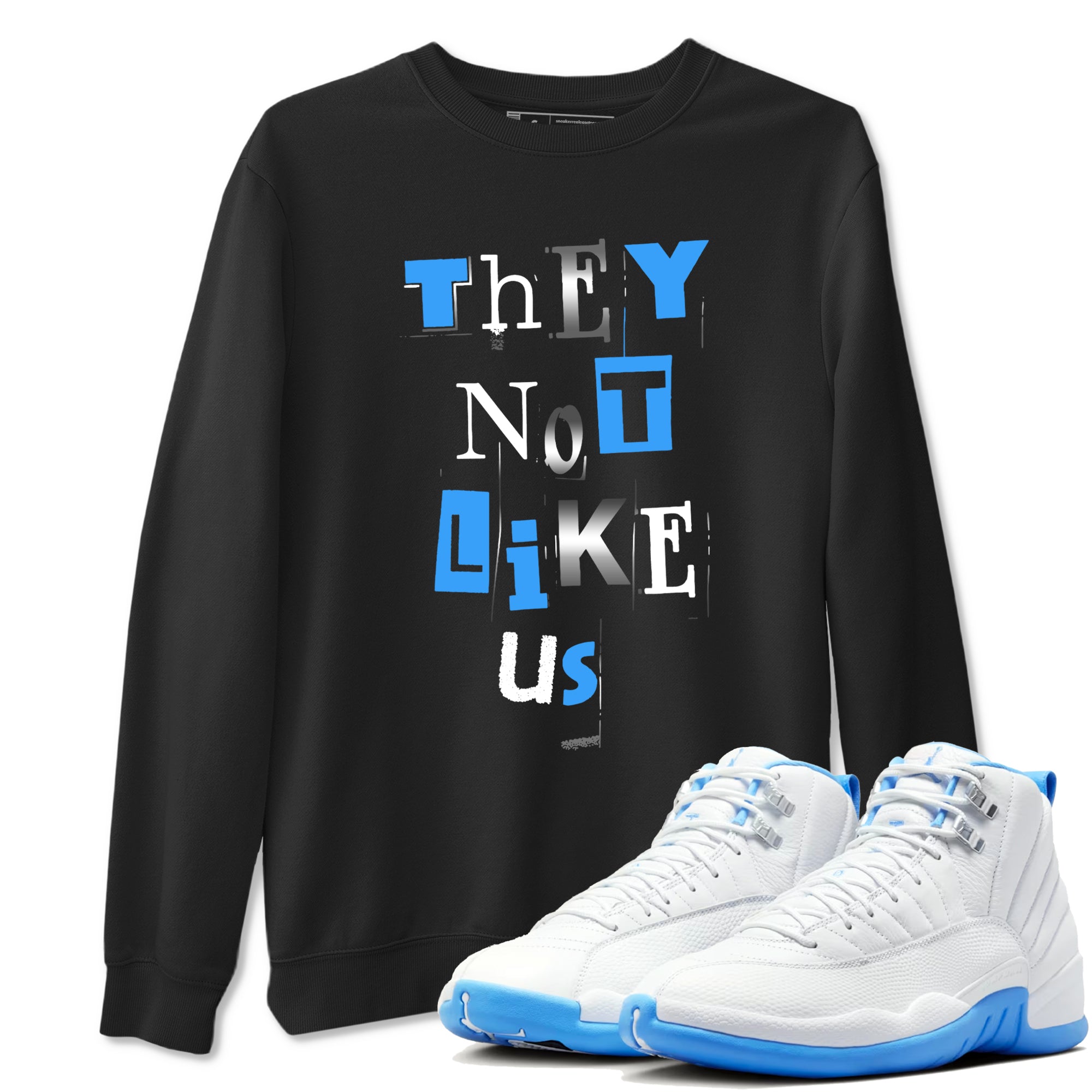 Vintage They Not Like Us snkmatch Tees - Air Jordan 12 White and University Blue