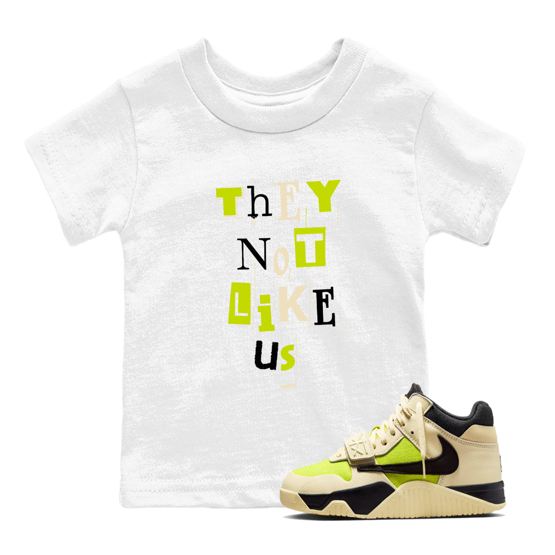 Vintage They Not Like Us snkmatch Tees Kids - Jordan Jumpman Jack Travis Scott Bright Cactus