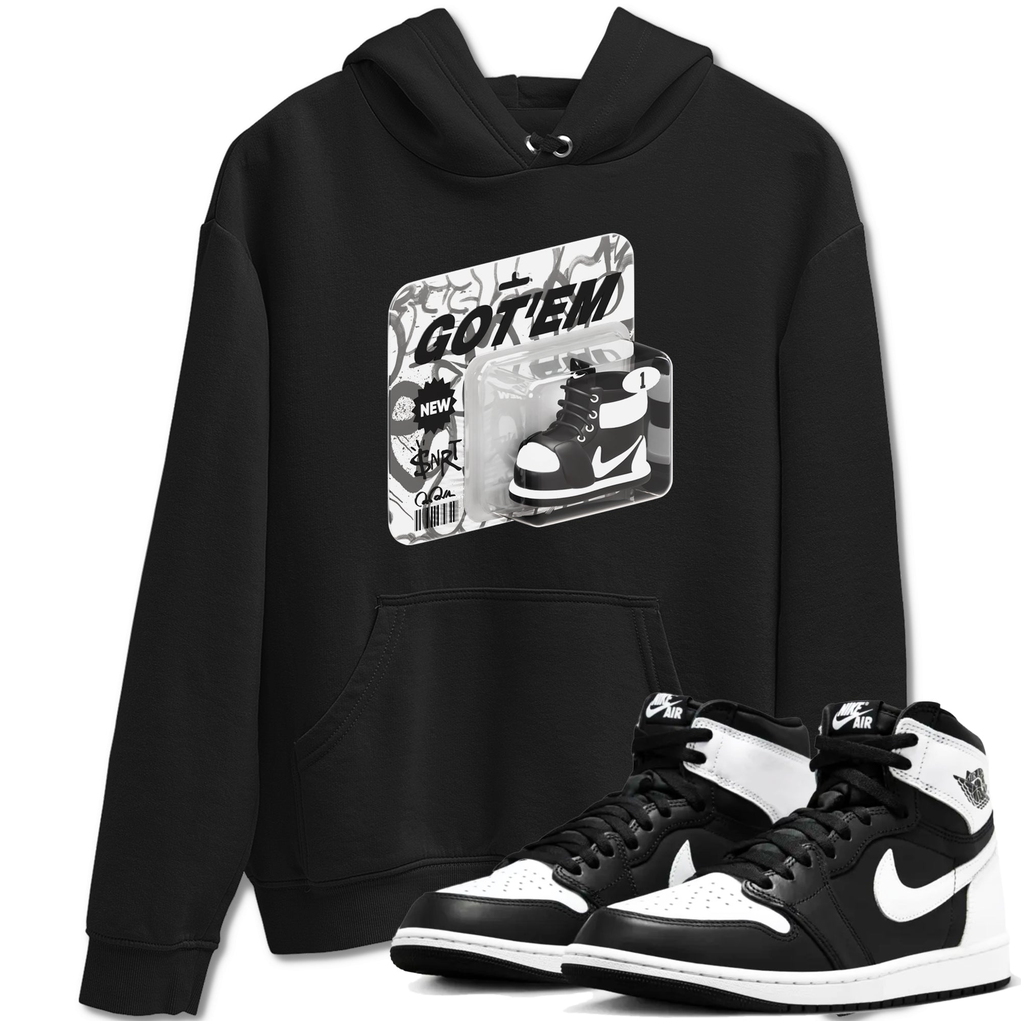 Vintage Toy Packaging snkmatch Tees - Air Jordan 1 Black White