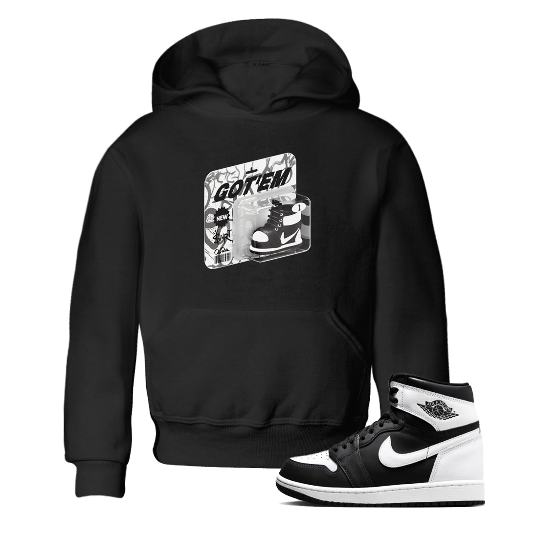 Vintage Toy Packaging snkmatch Tees Kids - Air Jordan 1 Black White